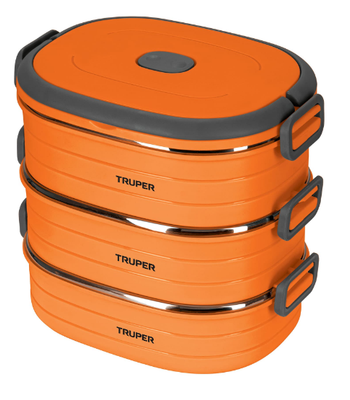 Truper Lonchera térmica con 3 contenedores de acero inoxidable