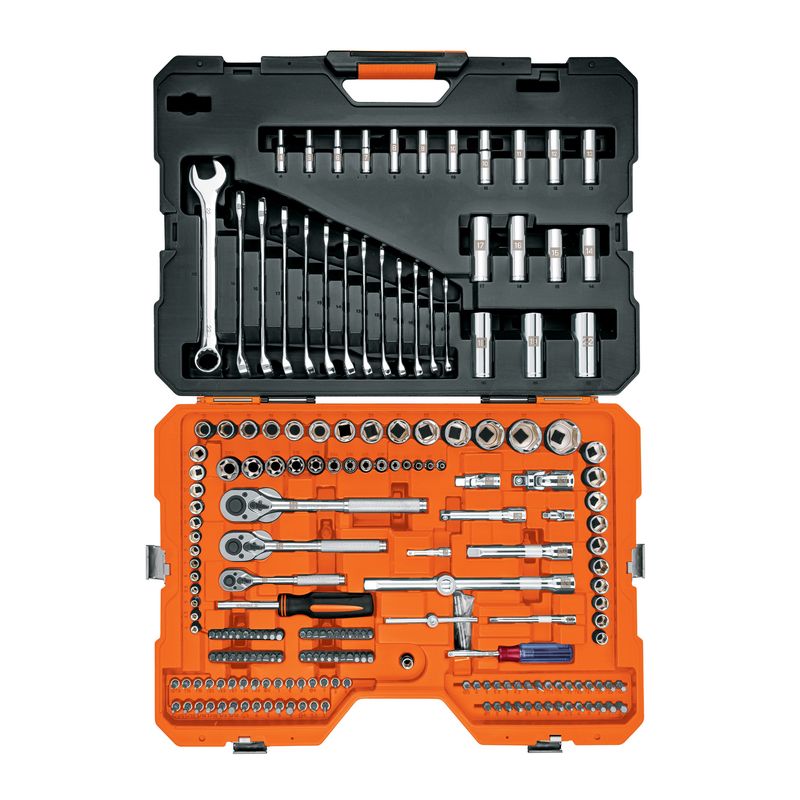 Juego 210 herramientas 1/4&quot;, 3/8&quot; y 1/2&quot; std y mm p/mecánico