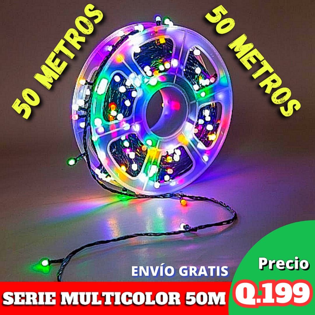 serie de luces navideñas multicolor de 50 metros