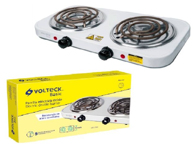 Parrilla eléctrica 2 quemadores rectangular Volteck Basic