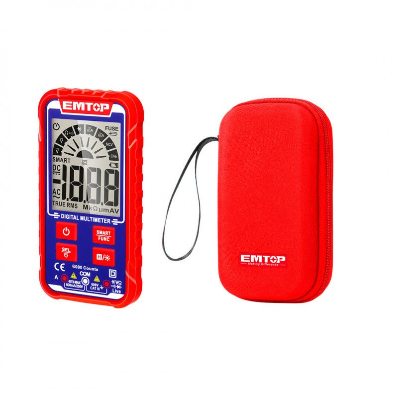 MULTIMETRO DIGITAL, DETECTA VOLTAJE SIN CONTACTO, PROBADOR DE DIODO, INDICADOR DE BATERIA, APAGADO AUTOMATICO.EMTOP