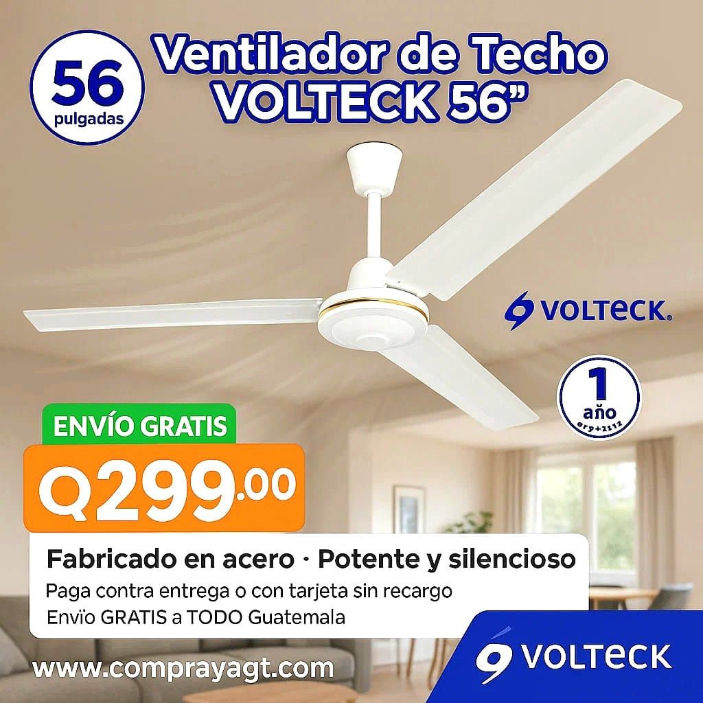 VENTILADOR DE TECHO VOLTECK DE 56 PULGADAS 3 VELOCIDADES