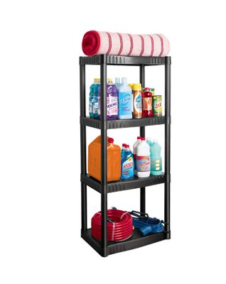 Estante plástico 4 repisas cap. 27 Kg, 123x36x56, PRETUL