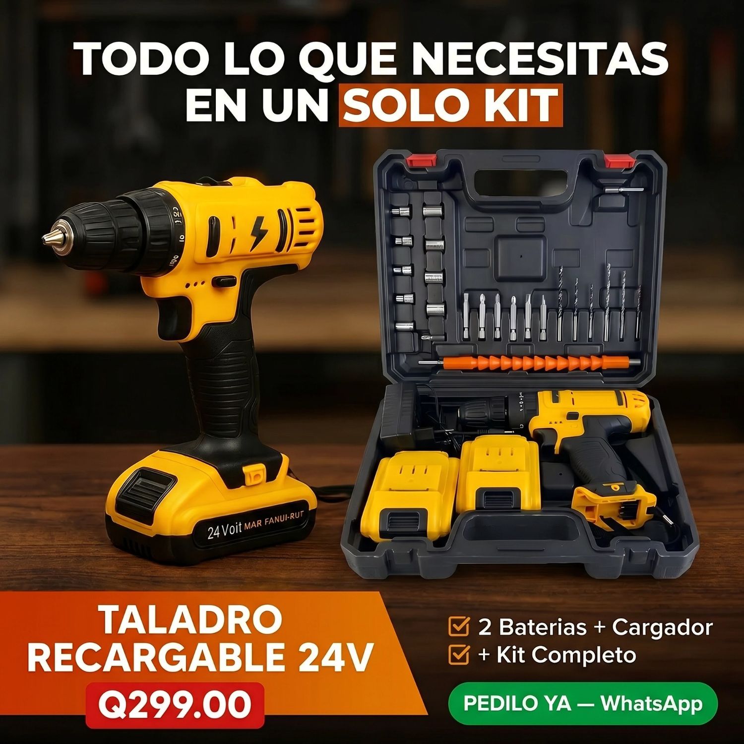 TALADRO RECARGABLE CON HERRAMIENTAS