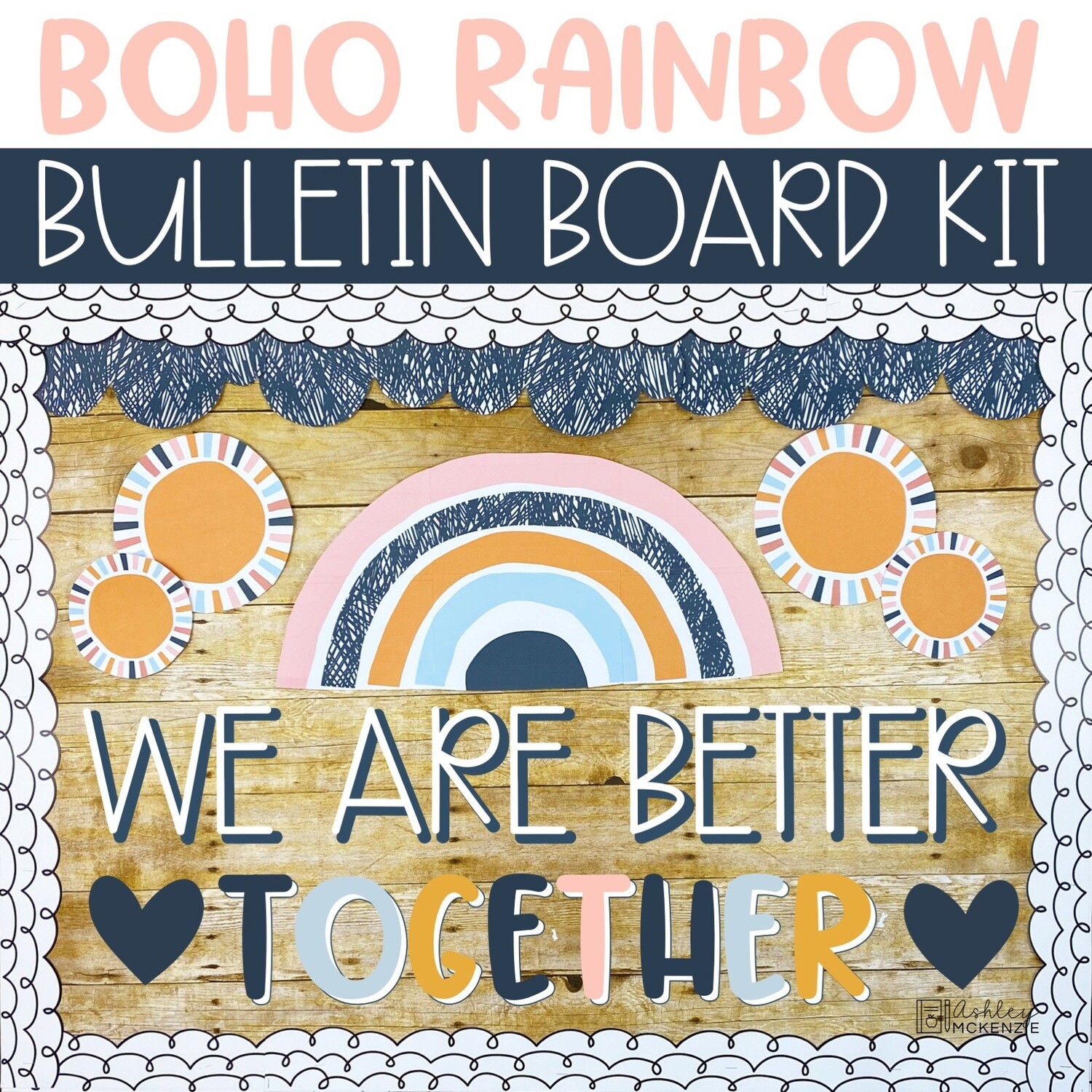 Boho Rainbow Back To School Bulletin Board or Door Decor