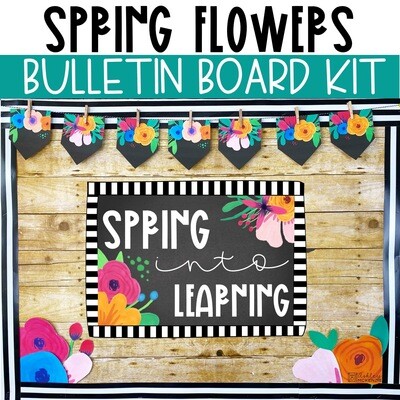 Spring Flowers Chalkboard Theme Bulletin Board Kit