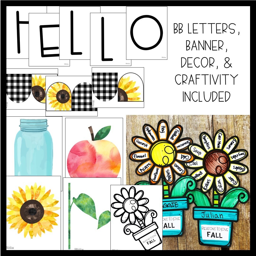 Fall Sunflower Theme Bulletin Board or Door Decor