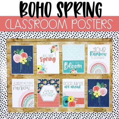 Boho Rainbow Spring Classroom Posters