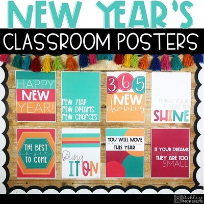 New Year's Classroom Posters - 5 Minute Bulletin Board!