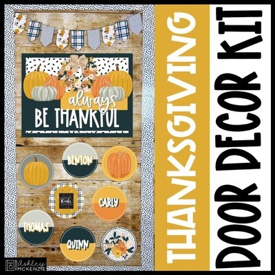 Thanksgiving Plaid Classroom Door Decor Kit