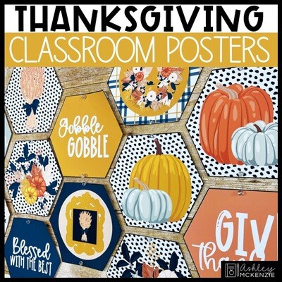 Thanksgiving Plaid Classroom Posters - Editable!