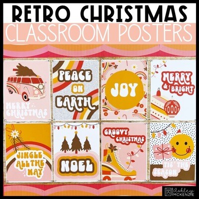 Christmas Retro Theme Classroom Posters - Editable!
