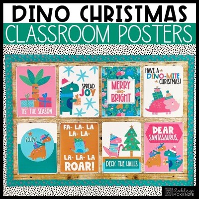 Christmas Dinosaur Theme Classroom Posters - Editable!