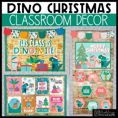 Christmas Dinosaur Theme Classroom Decor Bundle