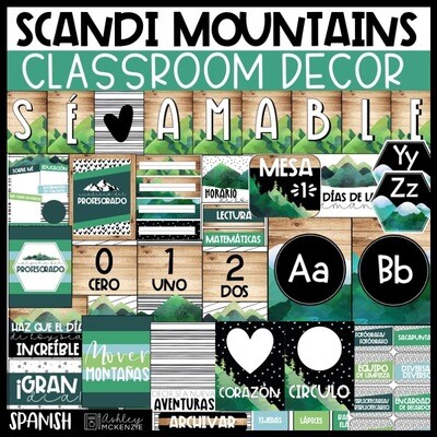 Spanish Scandi Mountains Classroom Decor Bundle