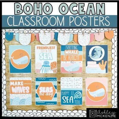 Boho Ocean Classroom Decor | Classroom Posters - Editable!