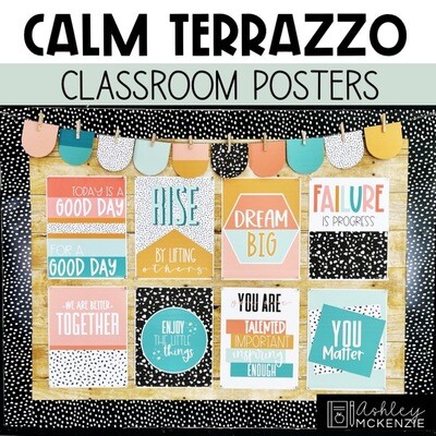 Calm Terrazzo Classroom Decor | Classroom Posters - Editable!