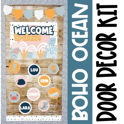 Boho Ocean Classroom Door Decor Kit