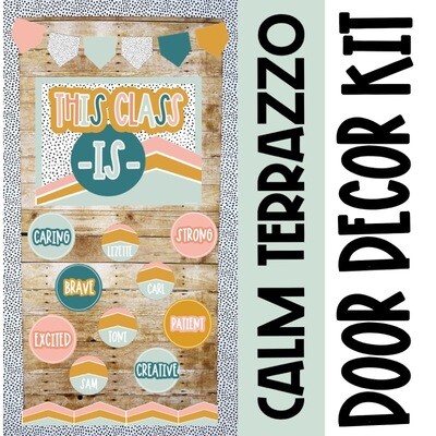 Calm Terrazzo Classroom Door Decor Kit