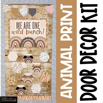 Boho Neutral Animal Print Classroom Door Decor Kit