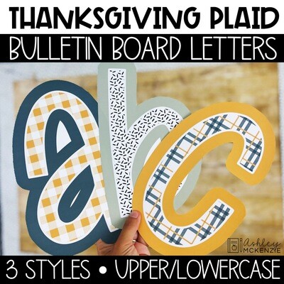 Thanksgiving Plaid A-Z Bulletin Board Letters, Punctuation, and Numbers