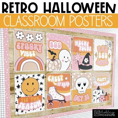 Retro Halloween Classroom Posters - Editable!