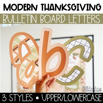 Modern Thanksgiving A-Z Bulletin Board Letters, Punctuation, and Numbers