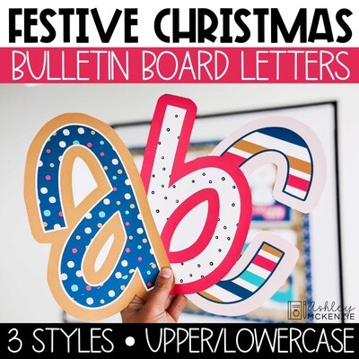Festive Christmas A-Z Bulletin Board Letters, Punctuation, and Numbers