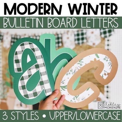 Modern Winter A-Z Bulletin Board Letters, Punctuation, and Numbers