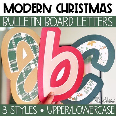 Modern Christmas A-Z Bulletin Board Letters, Punctuation, and Numbers