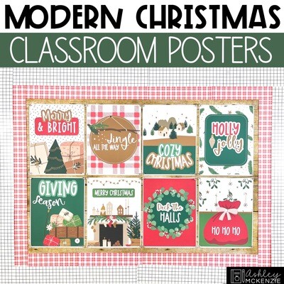 Modern Christmas Classroom Posters - Editable!