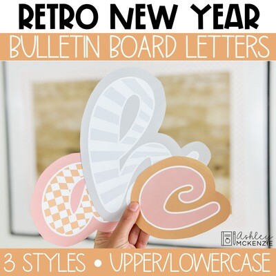 Retro New Year A-Z Bulletin Board Letters, Punctuation, and Numbers