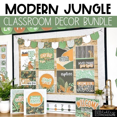Modern Jungle Classroom Decor Bundle