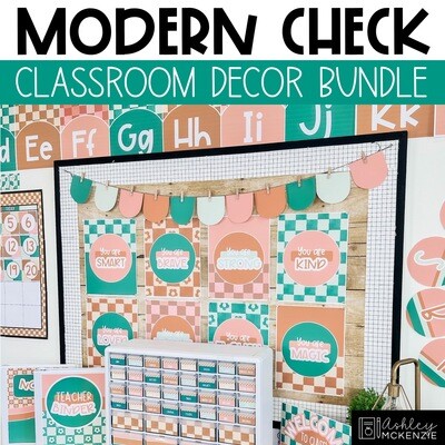 Modern Check Classroom Decor Bundle