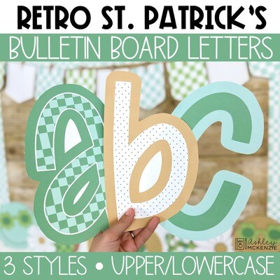 Retro St. Patrick's Day A-Z Bulletin Board Letters, Punctuation, and Numbers