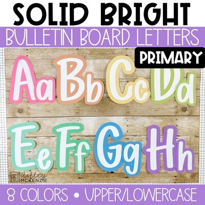 Solid Bright Primary Font A-Z Bulletin Board Letters, Punctuation, and Numbers