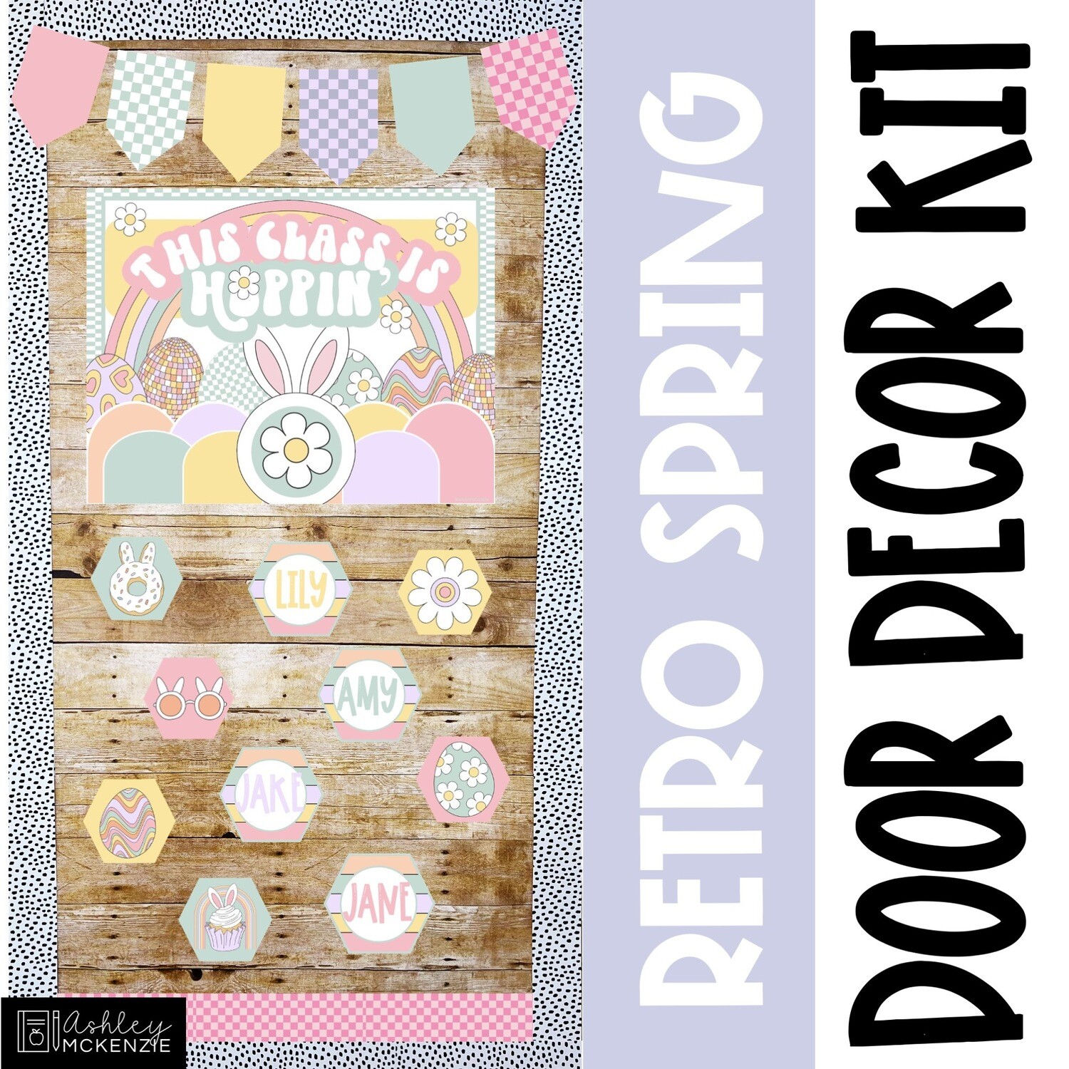 Retro Spring Classroom Door Decor Kit