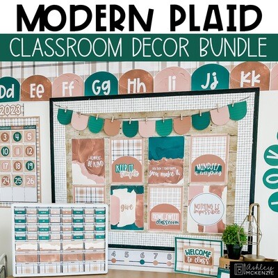 Modern Plaid Classroom Decor Bundle