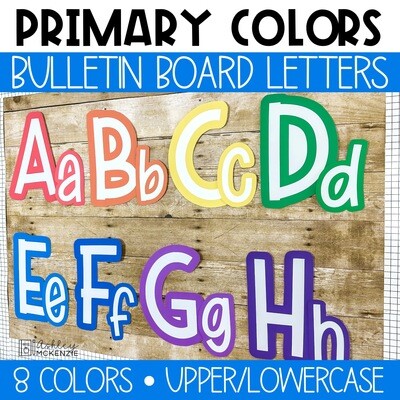 Primary Colors A-Z Bulletin Board Letters, Punctuation, and Numbers