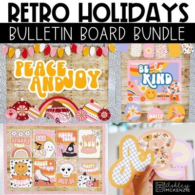 Retro Holidays and Seasonal Themed Bulletin Board Bundle