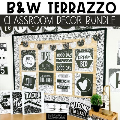 Black and White Terrazzo Classroom Decor Bundle