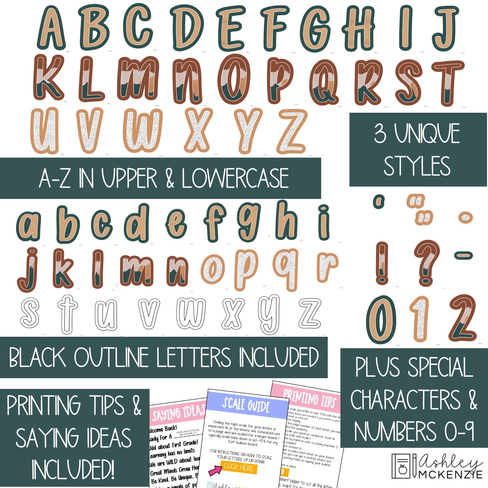 Abstract Landscape Primary Font A-Z Bulletin Board Letters to create any  saying you want! - Shop - Ashley McKenzie