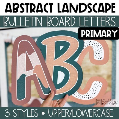 Abstract Landscape Primary Font A-Z Bulletin Board Letters, Punctuation, and Numbers