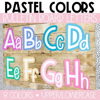 Pastel Colored A-Z Bulletin Board Letters, Punctuation, and Numbers