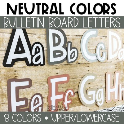 Neutral Colors A-Z Bulletin Board Letters, Punctuation, and Numbers
