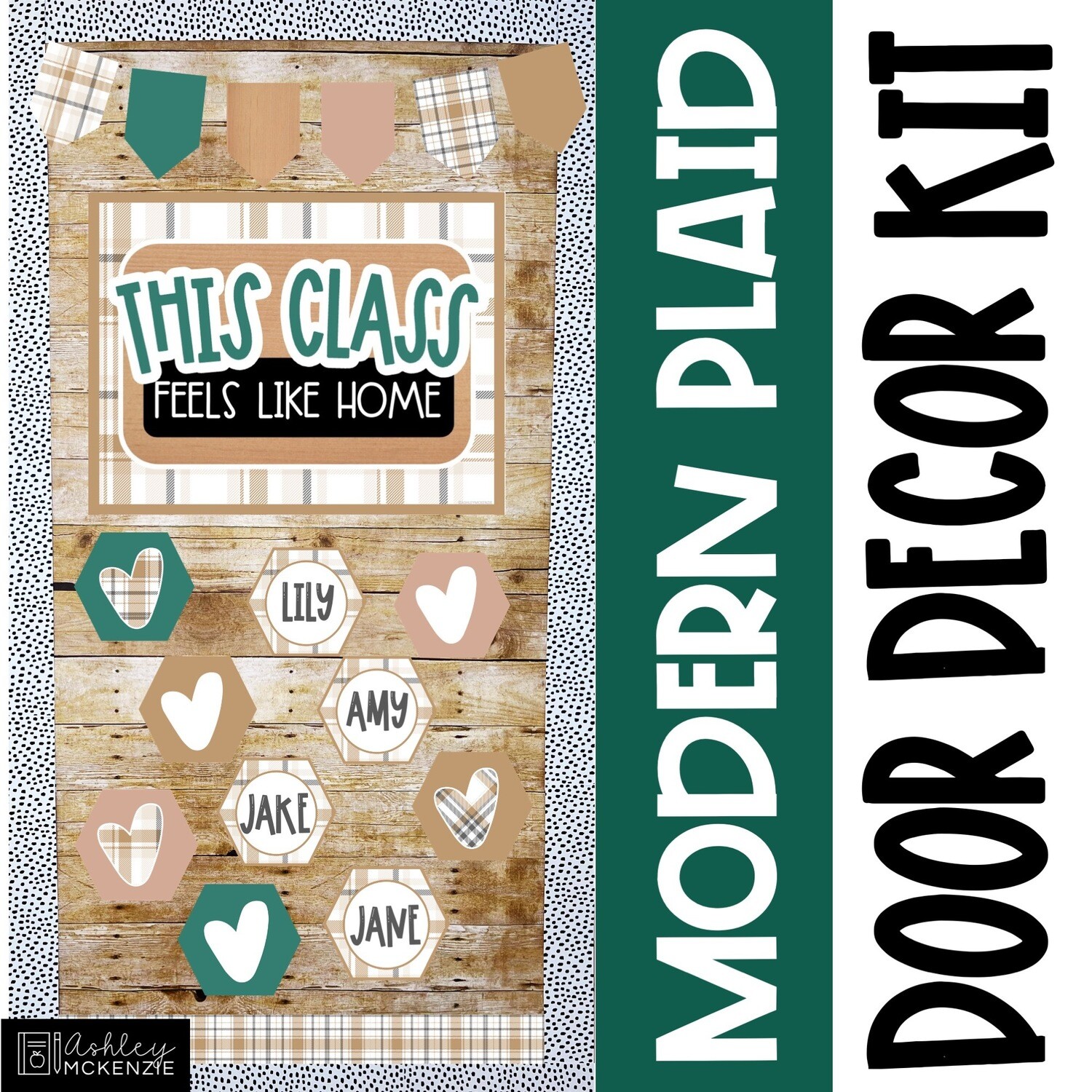Modern Plaid Themed Classroom Door Decor Kit Shop Ashley McKenzie