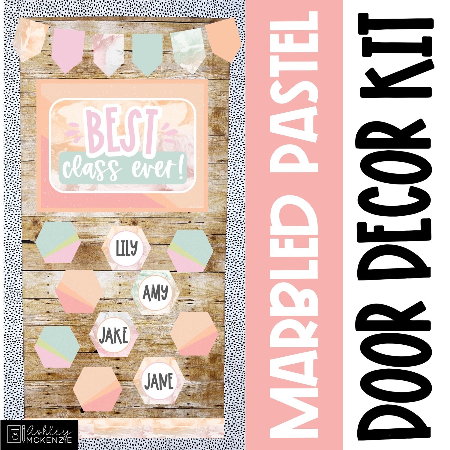 Marbled Pastel Classroom Door Decor Kit