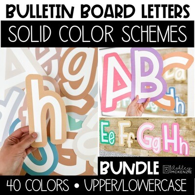 Solid Color Schemes A-Z Bulletin Board Letters, Punctuation, & Numbers Bundle