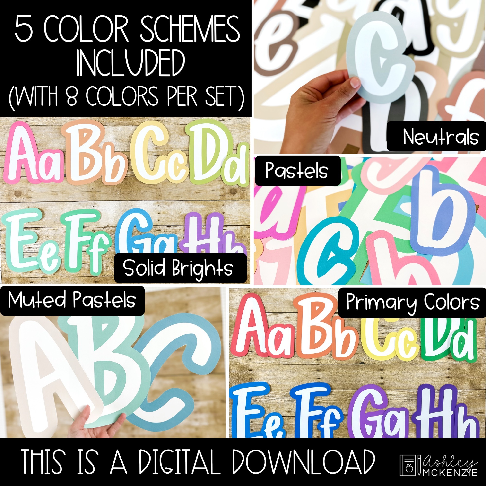 Solid Color Schemes Primary Font A-Z Bulletin Board Letters Bundle,  Punctuation, and Numbers, Easy Back to School Classroom Decorations -   Sweden