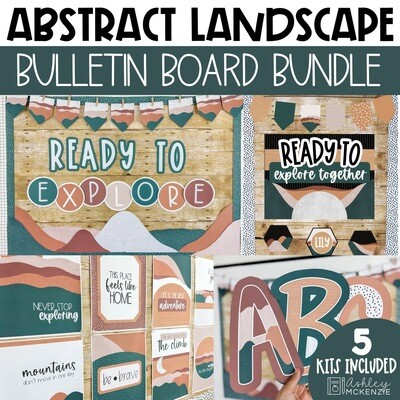 Abstract Landscape Back to School Bulletin Board, Posters, A-Z Letters, and Door Decor Bundle